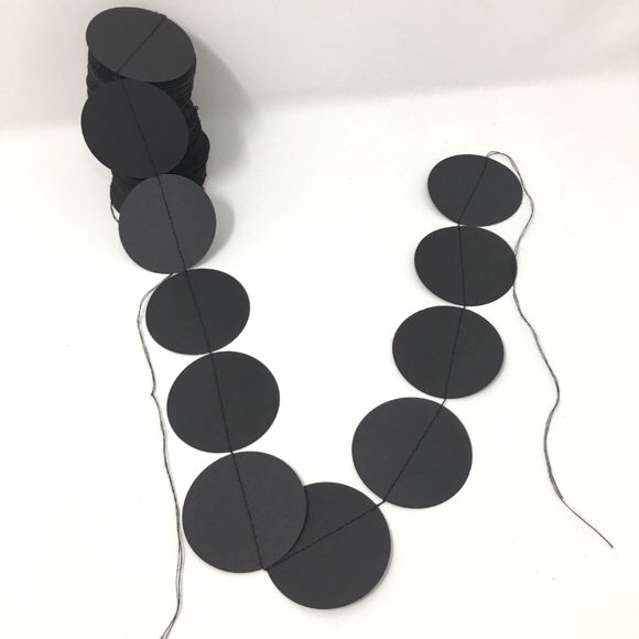 Black Dark Grey Round Paper Large Circle Party Halloween Extra Long Garland - Picture 11 of 16